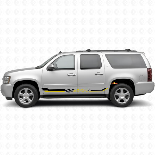 Karierte Rennsport-Tür- und Schweller-Vinylstreifen für Chevrolet Suburban GMT900 2007-2014_1