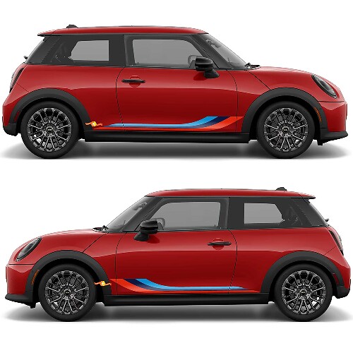 M Farben Seitentüren Motorhaube und Stoßstange Streifen Grafiken Decal Aufkleber für Mini Cooper 1