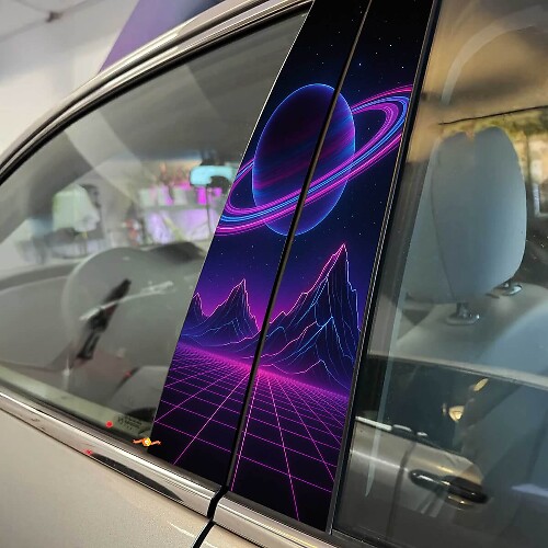 Sci-Fi Stil Planetenringe Neon Berge Säulen Türen Vinylaufkleber Sticker