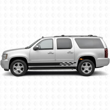 Schachbrettmuster Blitz Tür- und Schwellerstreifen aus Vinyl für Chevrolet Suburban GMT900 2007-2014_2