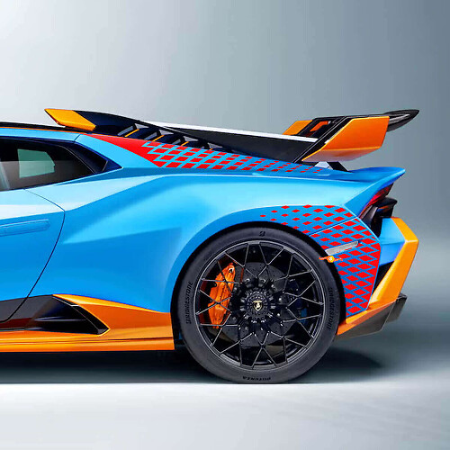 Karierte Racing Heckkotflügel Vinyl Aufkleber Set für Lamborghini Huracan STO