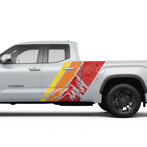Vinage Mountains Topographische Stil Streifen Aufkleber Für Die Hintertür Seitenverkleidung Für Toyota Tundra CrewMax 1