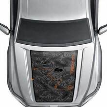 Blackout Topographische Karte Abenteuerreise TRD 4x4 Offroad Vinyl Motorhaubenaufkleber für Toyota Tacoma 2024 und neuer 2