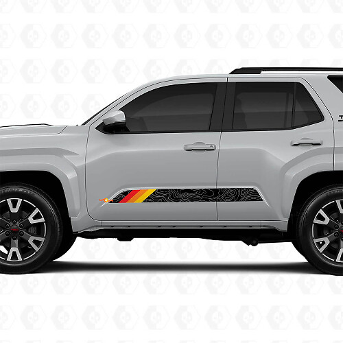 Topografische Karte Retro-Stil Türstreifen Vinylaufkleber Decal Für Toyota 4Runner 6. Generation