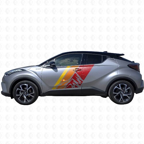 Berge Topografische Karte Vintage Stil Streifen Seiten Vinyl Aufkleber Decal Für Toyota C-HR 2014 1