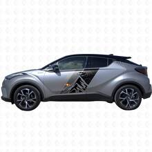 Berge Topografische Karte Vintage Stil Streifen Seiten Vinyl Aufkleber Decal Für Toyota C-HR 2014 2