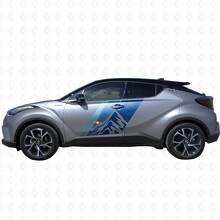 Berge Topografische Karte Vintage Stil Streifen Seiten Vinyl Aufkleber Decal Für Toyota C-HR 2014 3
