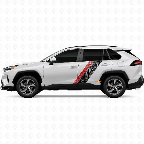 Topografische Kartenstil Türseitenstreifen Vinylaufkleber Decal Für Toyota RAV4 2025 1