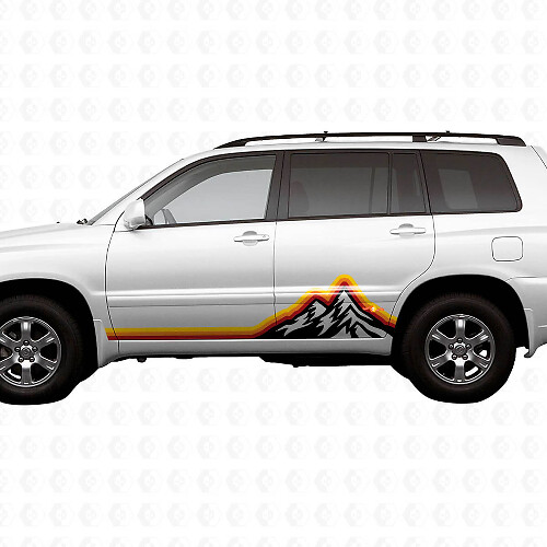 Mountains Vintage Style Grafik Seitenstreifen Vinylaufkleber Decal Für Toyota Highlander 2006 1