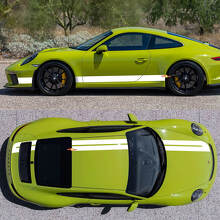 Doppel Racing Streifen Seitlich Motorhaube Dach Kofferraum Vinyl Aufkleber Set Für Porsche 718 Cayman Boxster 2