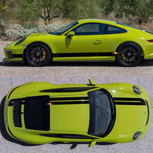Doppel Racing Streifen Seitlich Motorhaube Dach Kofferraum Vinyl Aufkleber Set Für Porsche 718 Cayman Boxster 3
