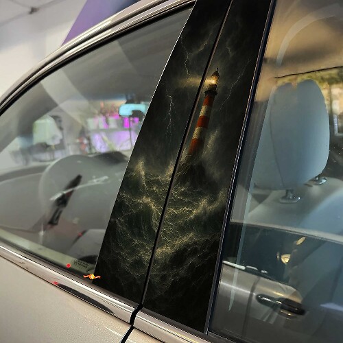 Sturmsee Leuchtturm Für Säulentüren Vinyl-Aufkleber