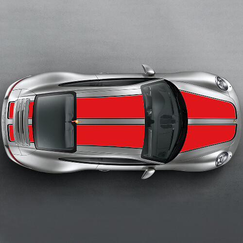 Breite doppelte Rennstreifen Haube Dach Kofferraum Vinyl-Aufkleber-Set für Porsche 911 1