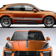 Racing-Streifen Grafik Motorhauben-Seiten Vinyl-Aufkleber-Set für Porsche Macan 2