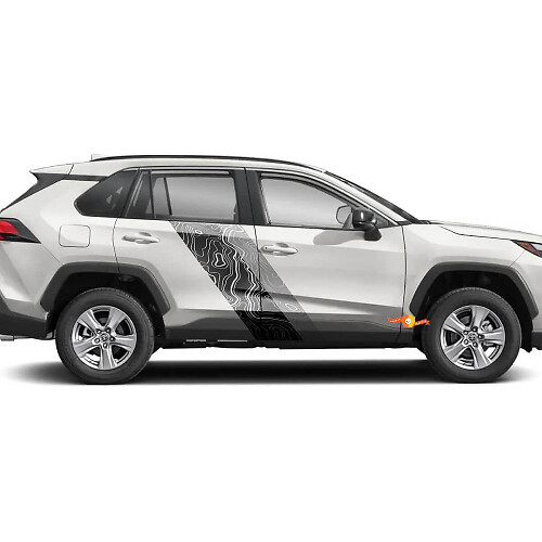 Topographische Karte Stil Türseitenstreifen Vinylaufkleber Dekor für Toyota RAV4 2019-2025