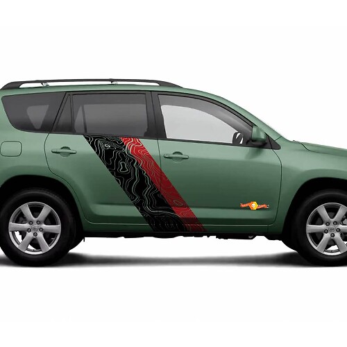 Topografischer Kartenstil Türseitenstreifen Vinylaufkleber Decal für Toyota RAV4 2006-2012