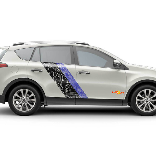 Topografische Karten-Stil Türseitenstreifen Vinyl Aufkleber Decal für Toyota RAV4 2013-2018