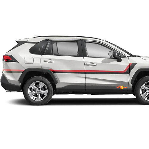 Twin Stripes Türseiten Vinylaufkleber Decal für Toyota RAV4 2019-2025