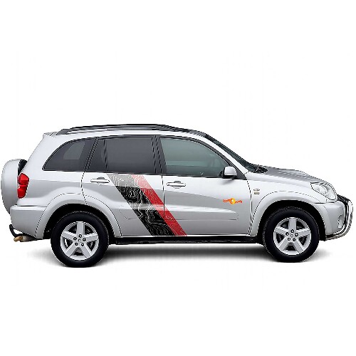 Topografische Kartenstil Tür Seitenstreifen Vinylaufkleber Decal für Toyota RAV4 2000-2005