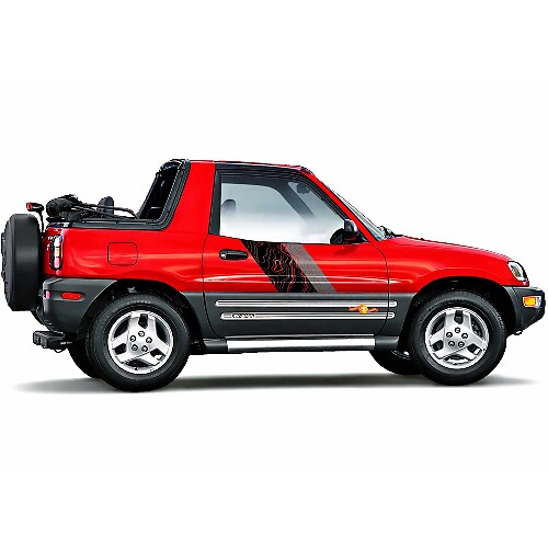 Topografische Kartenstil Türseitstreifen Vinylaufkleber Dekor für Toyota RAV4 1994-2000 1