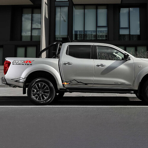 Mouintains Style Dünner Streifen Seiten Vinylaufkleber Decal für Nissan Navara PRO 4X Warrior 1