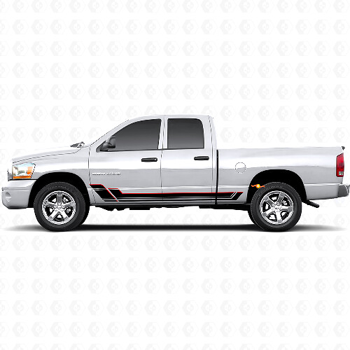 Twin Stripes Seitenschweller Vinyl-Aufkleber Set für Dodge Ram 1500 2002-2008