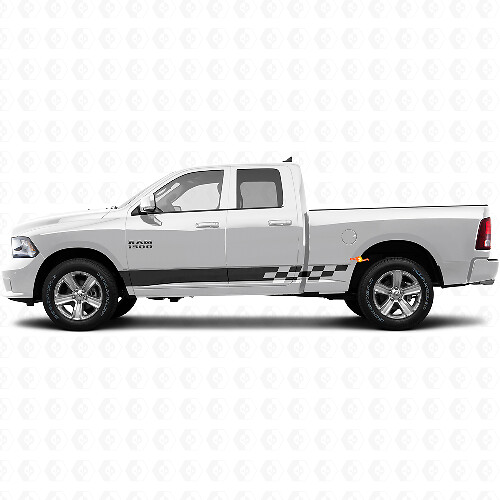 Schachbrett-Streifen Rocker Panel Vinyl-Aufkleber für Dodge Ram 1500 2011-2018 1