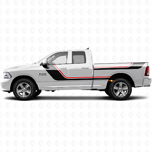 Twin Stripes Tür- und hintere Seiten Vinyl Aufkleber Set für Dodge Ram 1500 2011-2018