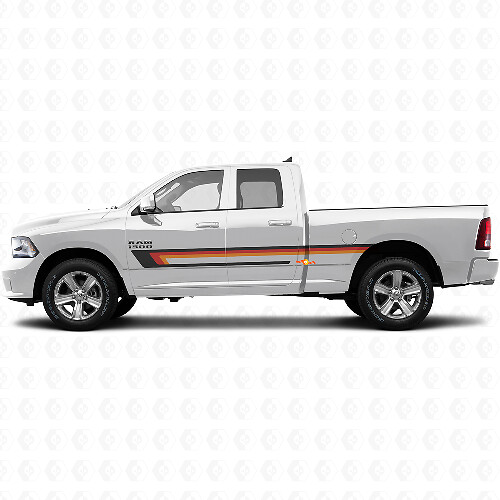 Dreifachstreifen Türseiten-Vinylaufkleber für Dodge Ram 1500 2011-2018 1