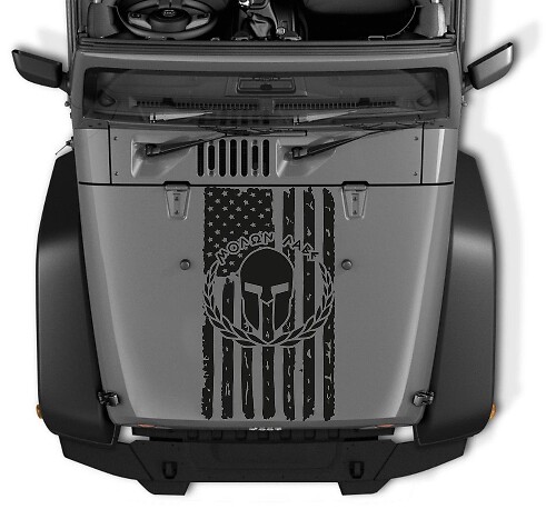 Molon Labe USA Flag Spartaner Helm Motorhaube Vinyl-Aufkleber für Jeep Wrangler