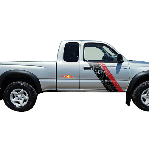 Twin Topografische Streifen Seiten-Vinylaufkleber für Toyota Tacoma 1995-2004