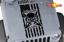 Molon Labe Vintage Amerikanische Flagge Totenkopf Hauben Vinylaufkleber für Jeep Wrangler_2