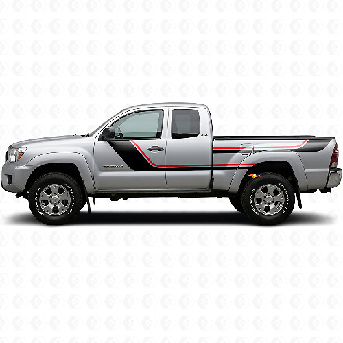 Twin Stripes Tür- und hintere Seiten-Vinylaufkleber-Set für Toyota Tacoma 2004-2015
