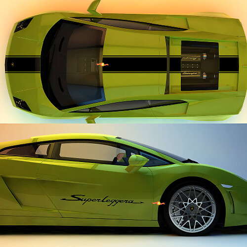 Rennstreifen Haube Dach Kofferraum Seiten Vinyl Aufkleber Set für Lamborgini Gallardo SL-2 2003-2013