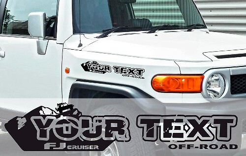 Benutzerdefinierter Text Mountains Style Seiten-Vinylaufkleber für Toyota FJ Cruiser