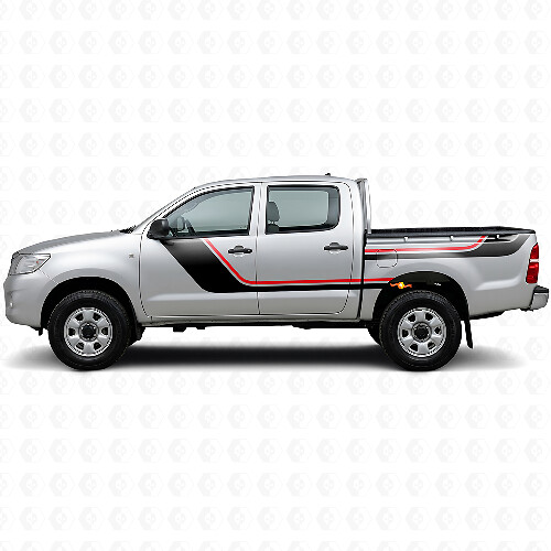 Twin-Stripes-Tür- und hinterer Seiten-Vinylaufkleber-Kit für Toyota Hilux 2004-2015