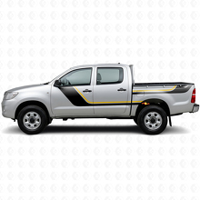 Twin-Stripes-Tür- und hinterer Seiten-Vinylaufkleber-Kit für Toyota Hilux 2004-2015 2