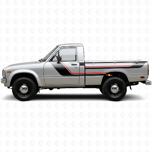 Twin Stripes Tür- und hintere Seiten Vinyl-Aufkleber Set für Toyota Hilux 1978-1983