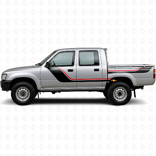 Twin Stripes Tür- und hintere Seiten Vinylaufkleber-Set für Toyota Hilux 1988-1997 1
