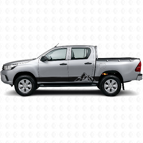 Mountains Style Streifen Schweller Vinyl Aufkleber Set für Toyota Hilux 2015+ 1