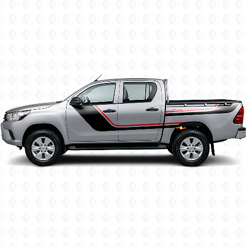 Twin Stripes Tür- und hintere Seiten-Vinyl-Aufkleber-Kit für Toyota Hilux 2015+ 1