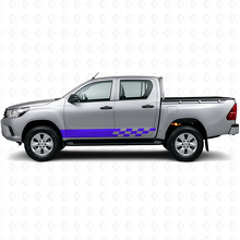 Schachbrett-Streifen Seitenschweller Vinyl-Aufkleber für Toyota Hilux 2015+ 2
