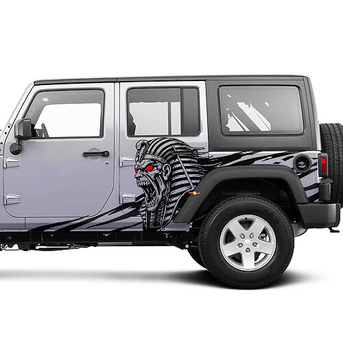 Wütender Pharao Seitenvinylaufkleber für Jeep Wrangler Unlimited