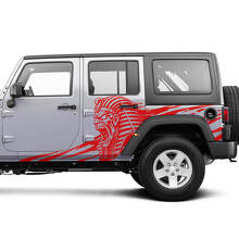 Wütender Pharao Seitenvinylaufkleber für Jeep Wrangler Unlimited 3