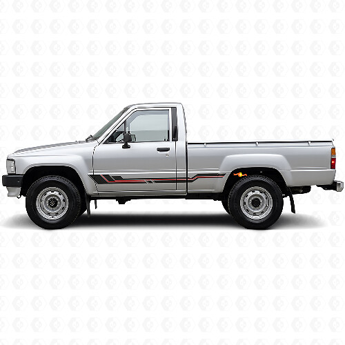 Gebogene Streifen Schweller Vinylaufkleber für Toyota Hilux 1983-1988_1