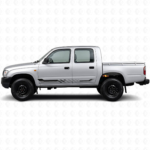 Schachbrett-Flaggen Seitenstreifen Vinylaufkleber für Toyota Hilux 1997-2004_1