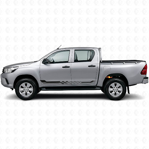 Vinyl-Aufkleber mit Karomuster-Seitenstreifen für Toyota Hilux 2015+_1