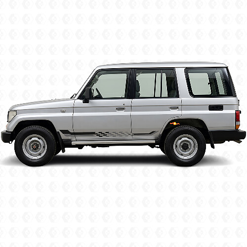 Karierte Flaggen Seitenstreifen Vinylaufkleber für Toyota Land Cruiser Prado 1990-1996_1