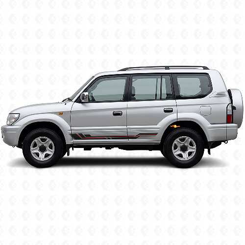 Gebogene Streifen Schweller Vinylaufkleber für Toyota Land Cruiser Prado 1996-2002_1