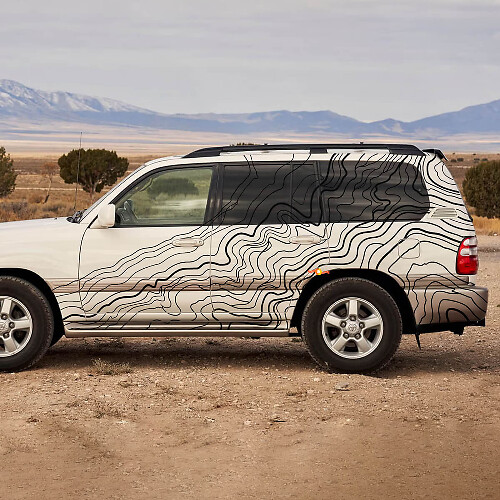 Topografische Stil Seitenstreifen Vinyl-Aufkleber für Toyota Land Cruiser 100